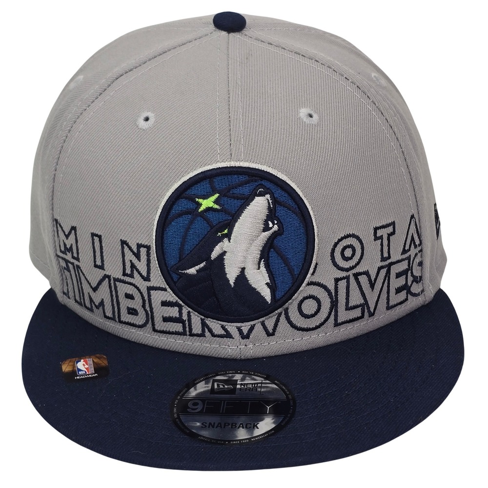 New Era Minnesota Timberwolves 9FIFTY NBA Draft Hat OSFM Grey Navy Snapback Cap